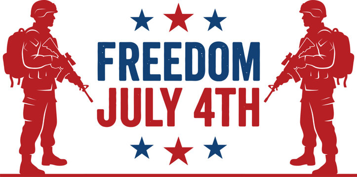 Patriotic 4th of july graphic with soldiers