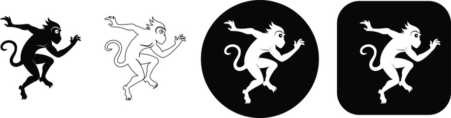 Dynamic monkey in a running pose in multiple formats and styles keywords: monkey, animal, primate, wildlife © SilhouetteStore
