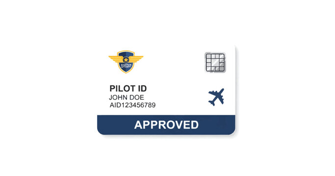 Pilot ID Approved Badge Aviation License Illustration Concept