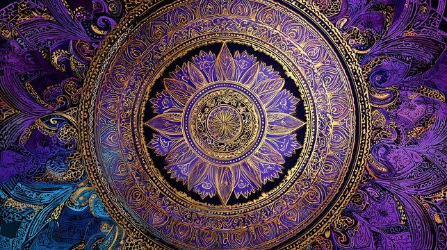 Dynamic Composition of a Refined Mandala Wheel with Hypnotic Tracery, Decorative Mehendi and Vibrant Doodle Textures Evoking Artistic Emotion