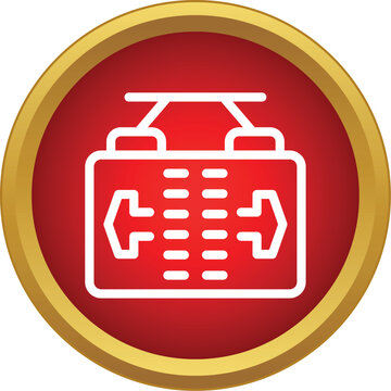 Sliding automatic gate mechanism with arrows in a red rounded button format