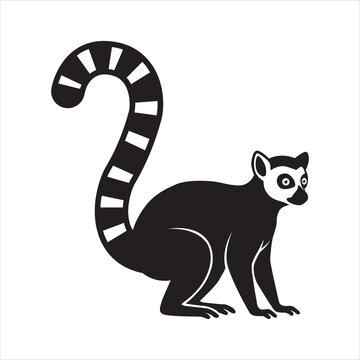 Lemur Silhouette Vector Illustration Cute Exotic Animal