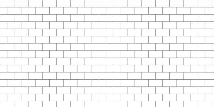Seamless brick wall pattern line art. Black and white vector illustration of a classic masonry bond background for architecture, construction, and minimal design projects.