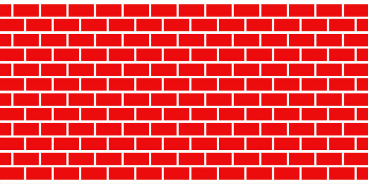 Seamless red brick wall pattern with white mortar lines. Minimalist geometric background for industrial or architectural design.