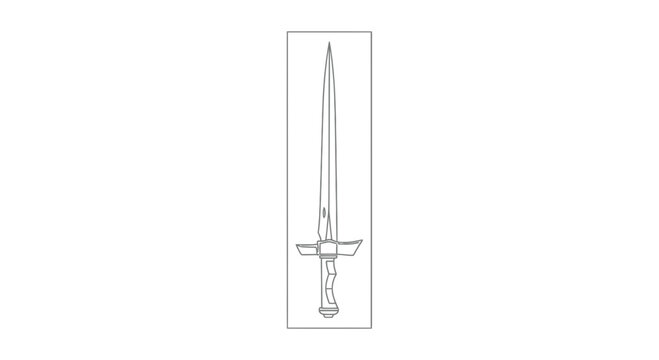 Fantasy Sword Outline Icon, Medieval Weapon, Knight's Blade, Vector Illustration