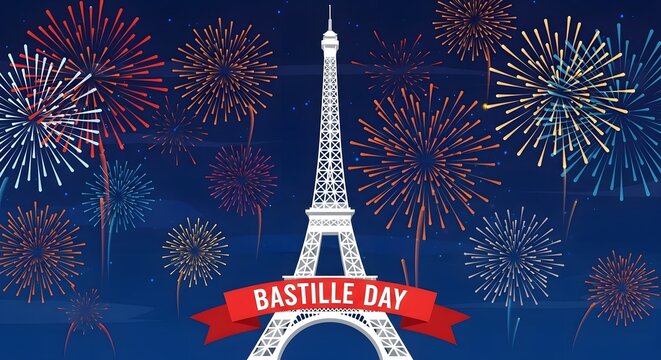 Eiffel Tower fireworks Bastille Day celebration