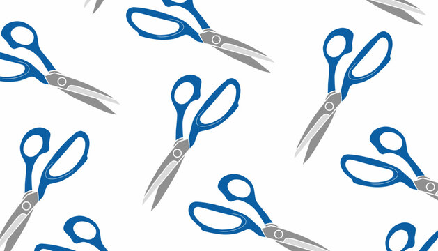 Scissors Seamless Pattern. Sewing Tool Repeat Background. Minimal Hand Drawn Vector Style.