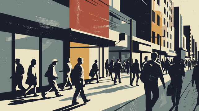 Grainy texture city street illustration &ndash; Great for local tourism, community posters, or urban planning.