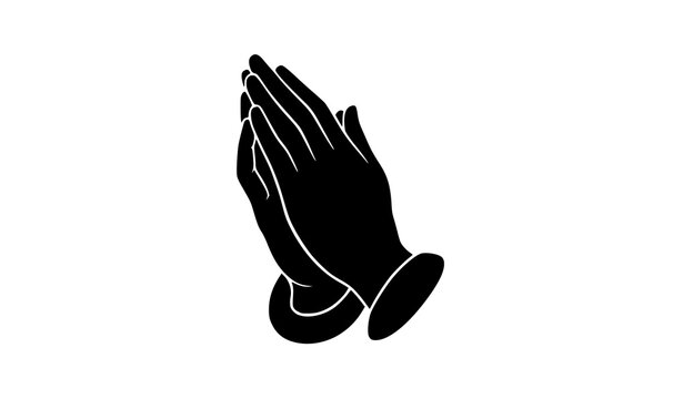 Detailed praying hands silhouette for spirituality and meditation vector illustration