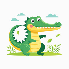Naklejka premium Cute Cartoon Alligator Illustration