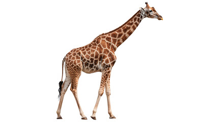 Large african giraffe standing in profile for wildlife nature savanna safari and animal biology education research isolated on transparent background cut out © 1png-stock