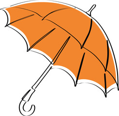 Umbrella Line Art Rainy Autumn Day Illustration © eunike-febe
