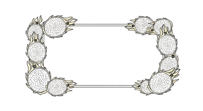 Dragon Fruit Border Frame - Exotic Tropical Fruit Decorative Element