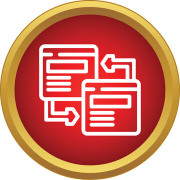 Web page icons representing website redirection and url forwarding on a red button