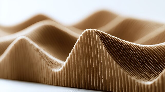 Abstract close-up of undulating corrugated paper creating a textured landscape