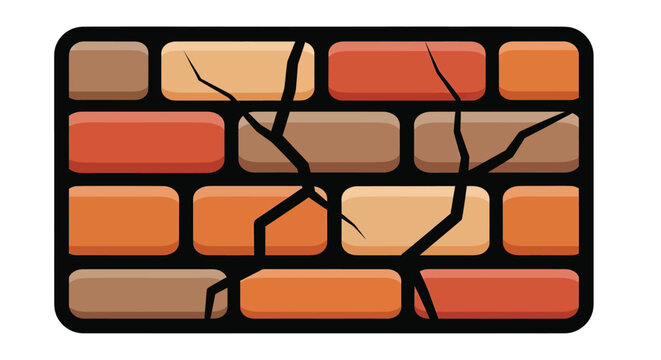 Cracked brick wall texture graphic element.