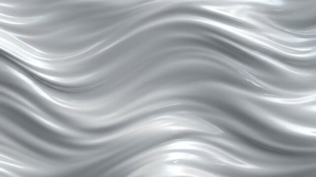 Seamless undulating silver liquid or glossy metal background flowing in wavy patterns with reflections, abstract concept