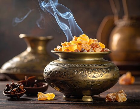 Incense burner with aromatic resin.