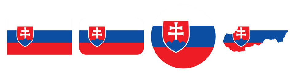 Fototapeta premium slovakia circular flag, slovakia rectangular flag, and slovakia map flag flat icon