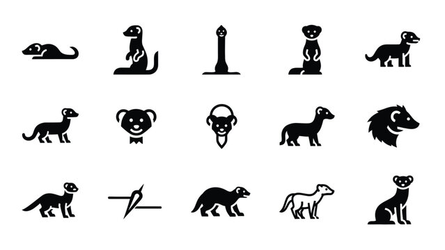 Set of mongoose and meerkat silhouettes in various poses.