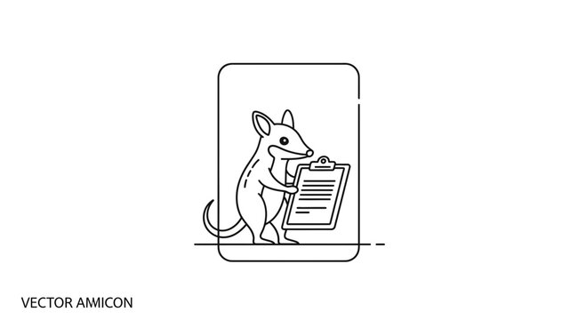 Cute cartoon bilby holding a clipboard with document, vector icon