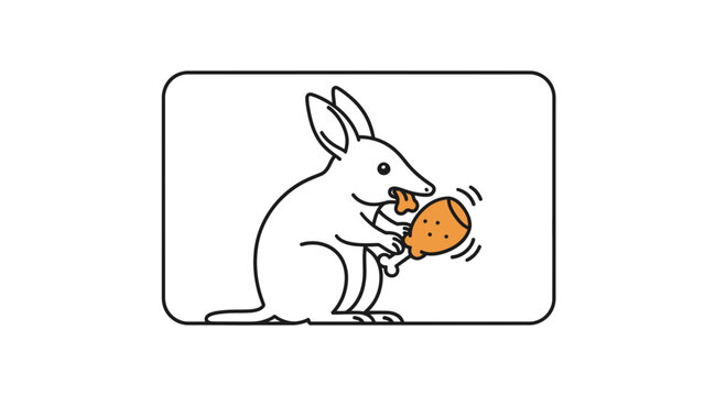 Cute cartoon bilby eating a drumstick, funny animal illustration
