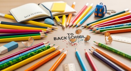 Fototapeta premium Colorful school supplies for back to school.