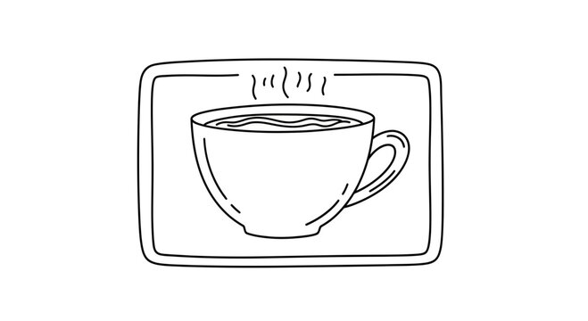 Steaming Hot Coffee Cup Icon Line Art Illustration