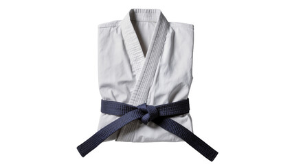 Folded Judo Gi with Black Belt and White Strips © Femke