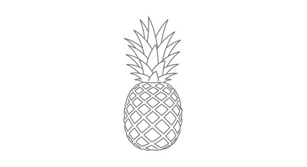 Obraz premium Simple Line Art Pineapple Icon - Tropical Fruit Vector Illustration