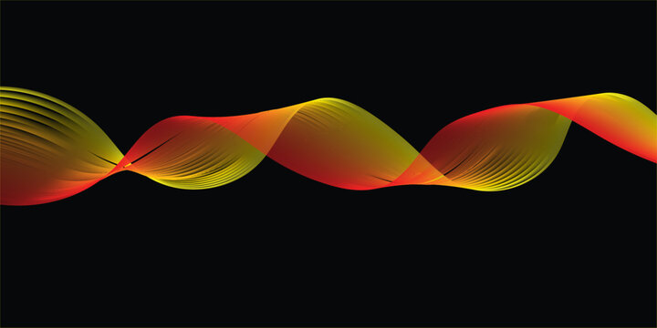 Set of two vibrant red and yellow gradient wave shapes isolated on white background for modern design elements and abstract graphic compositions