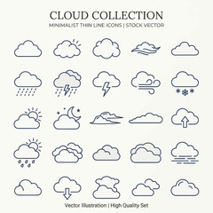 Obraz premium Cloud Weather Icon Set Collection.