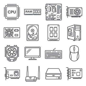 Computer hardware components and peripherals.