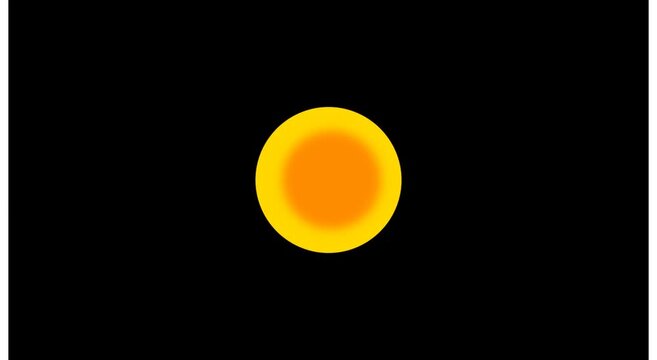 Glowing yellow sun sphere pulsing against a deep black animation