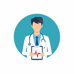 Fototapeta premium Doctor Holding Medical Chart with Heartbeat Line