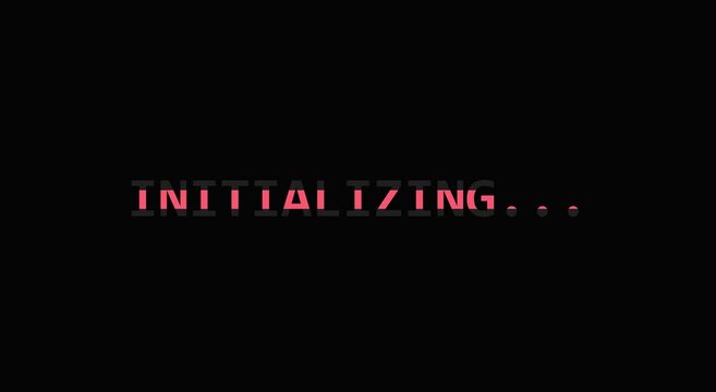 Initializing digital system loading screen with glowing text animation