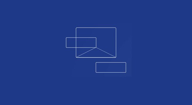 Minimalist abstract geometric line animation on solid blue animation