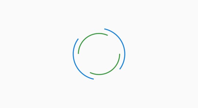 Minimalist blue and green circular loading spinner animation on animation