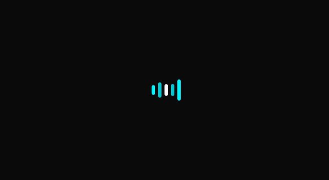 Minimalist digital audio waveform equalizer animation on black animation