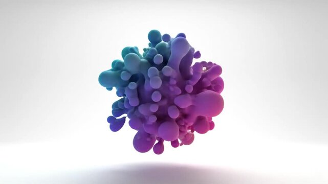 Abstract fluid dynamics animation of a morphing object with vibrant colorful gradient against a bright background