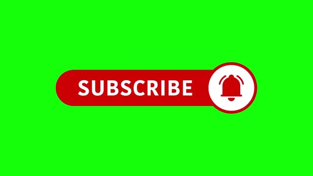 Dynamic red subscribe button animation with notification bell and hand cursor click for digital content.