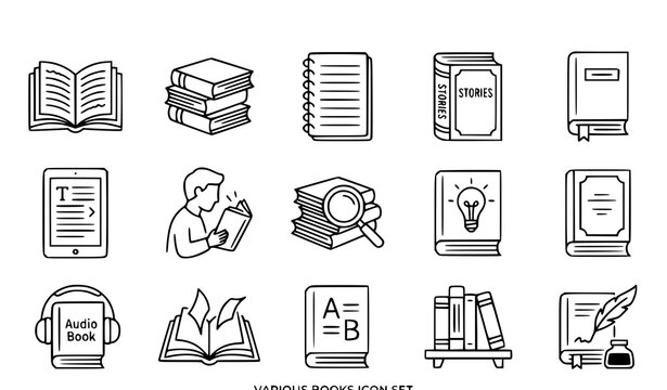 Book icon set literature education and storytelling vector illustrations
