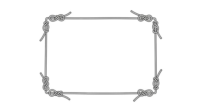 Rectangular Frame Made of Rope Knots, Nautical Border Design, Vintage Style
