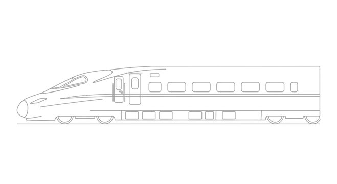 Modern High-Speed Train Outline, Bullet Train Silhouette, Transportation Vector