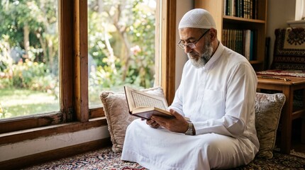 Obraz premium man reading a book
