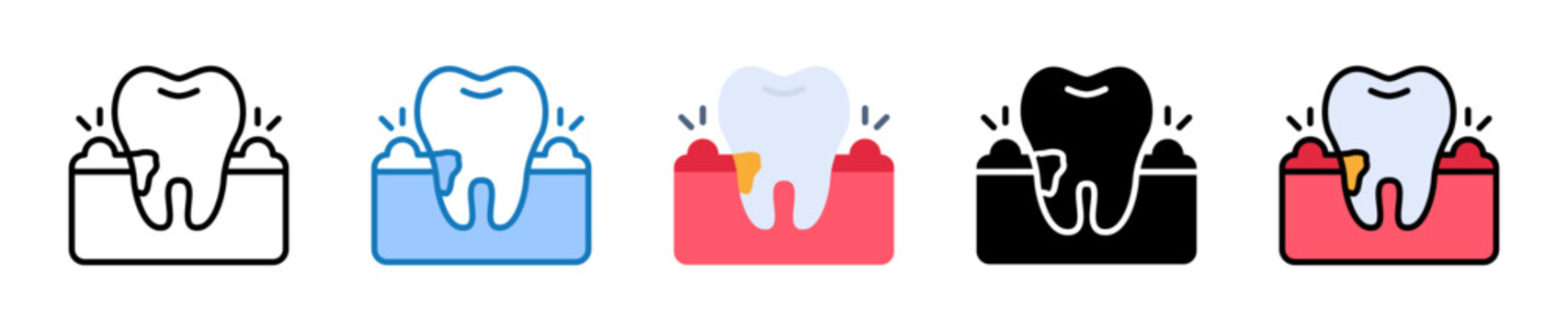 Gum Disease multiple style icons set design vector illustration. 