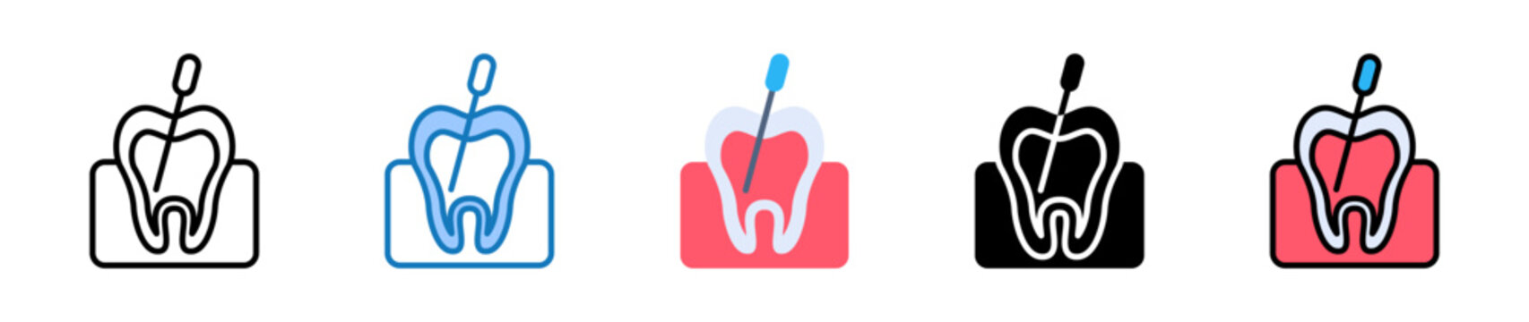 Root Canal multiple style icons set design vector illustration. 