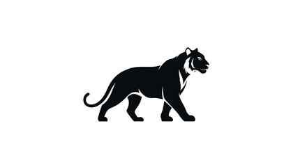 Minimalist Black Tiger Silhouette Logo Design © Romadon