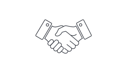 Minimalist Line Art Handshake Icon for Business Partnership © Romadon