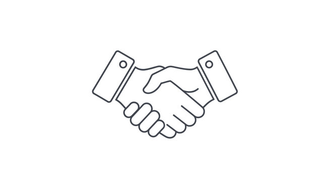 Minimalist Line Art Handshake Icon for Business Partnership